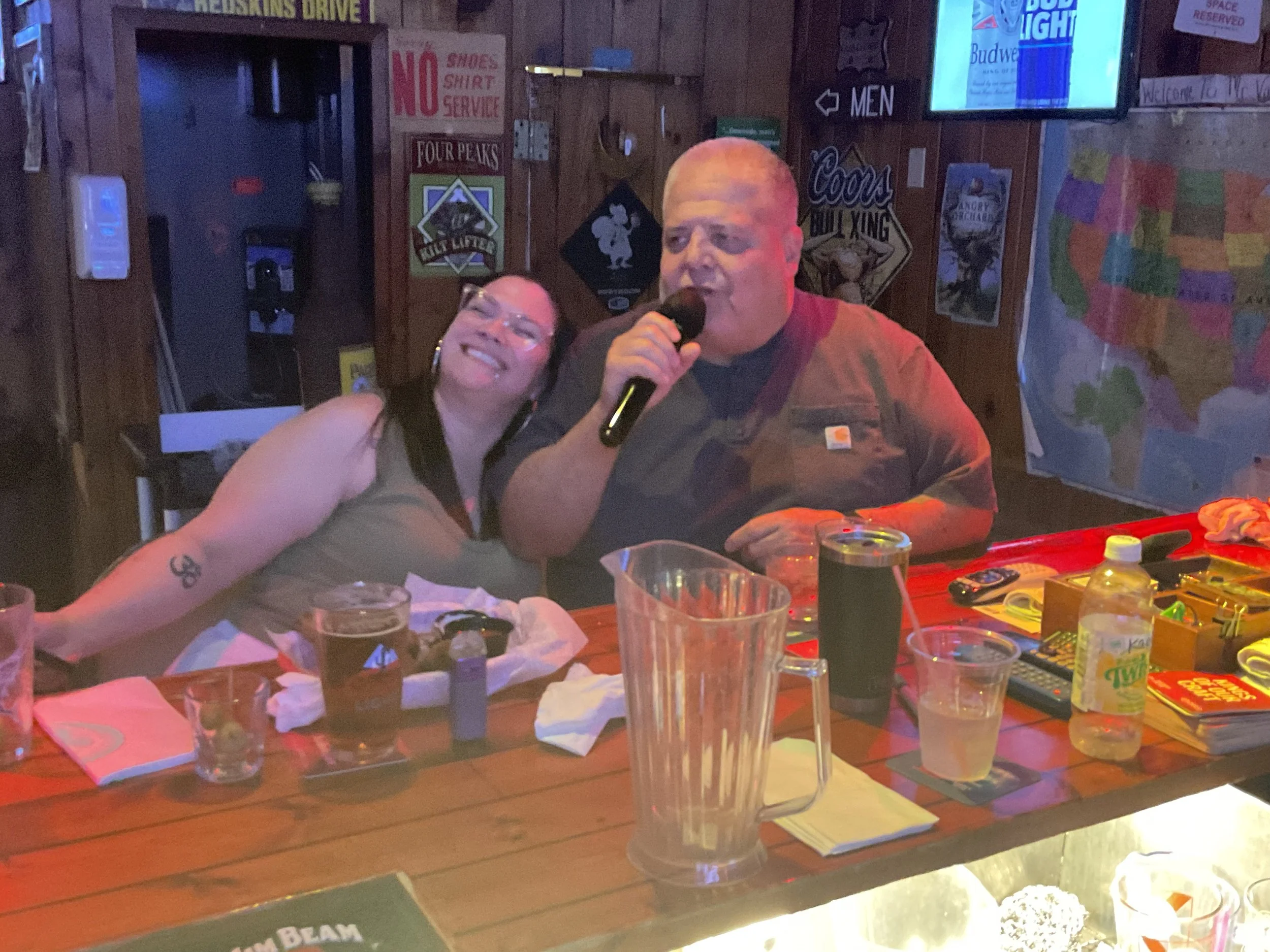 Karaoke duo performing