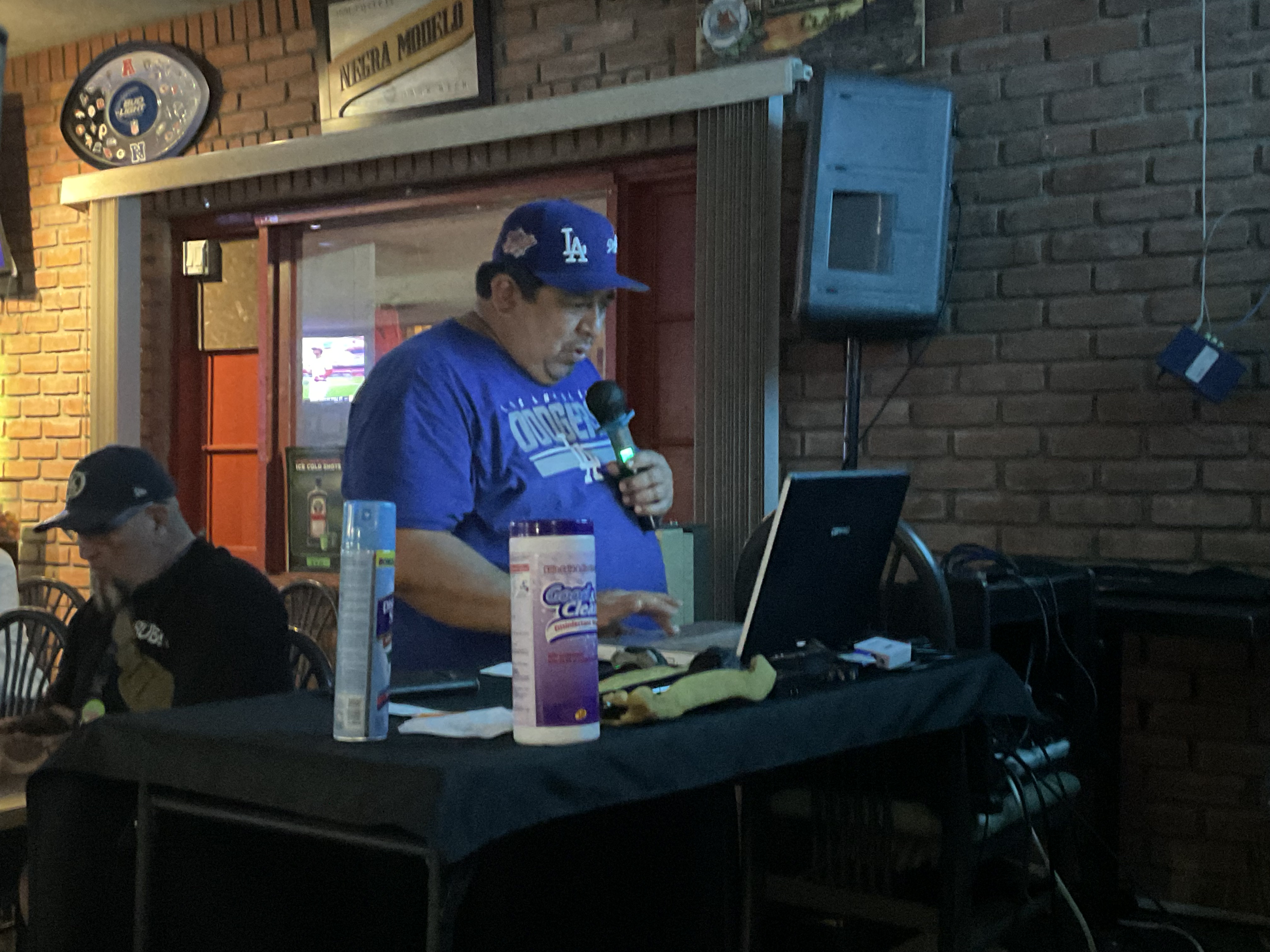 Singing karaoke